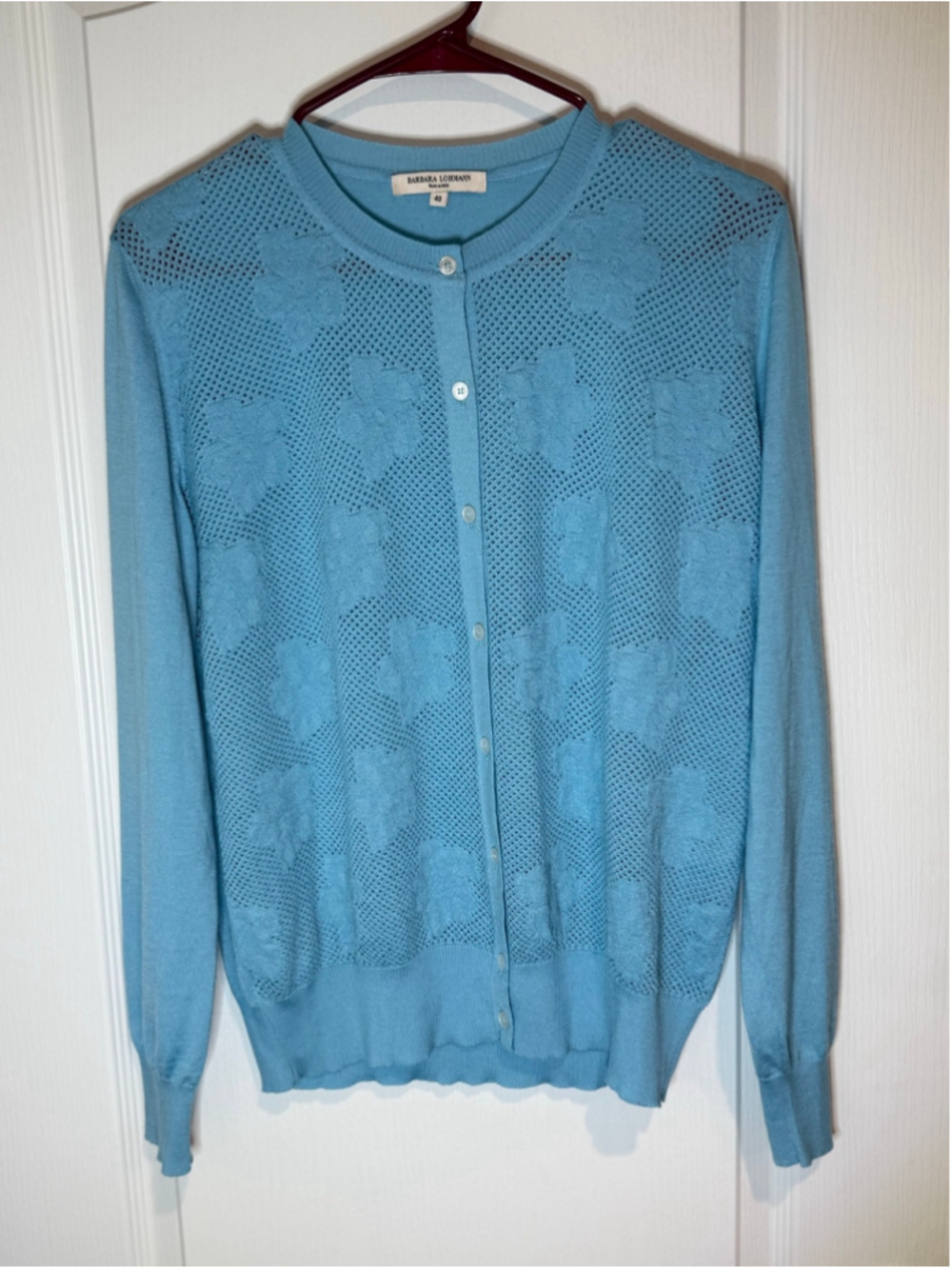 Barbara Lohmann Blue Cardigan Size 40 Wool/Silk/Cashmere